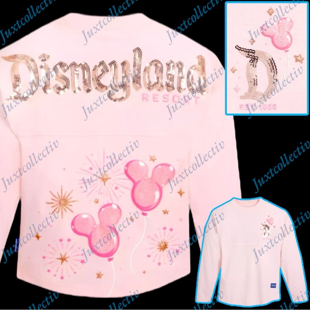 Disney Pink White Disneyland Resort Sequin Jersey